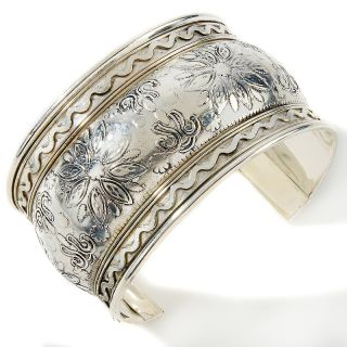 115 136 bajalia bajalia floral pattern silvertone wide 7 1 4 bangle