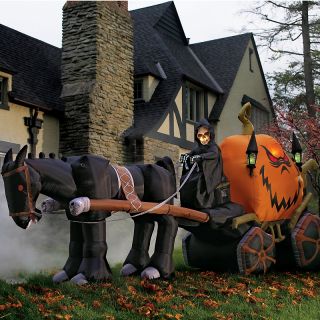 130 056 inflatable 13 halloween grim reaper and pumpkin carriage note