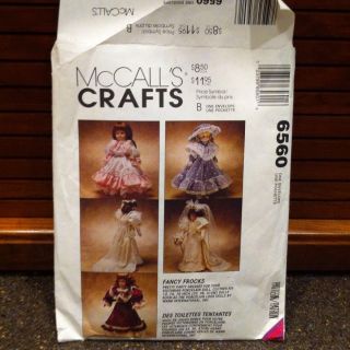 McCalls Crafts Pattern Doll Clothing Sewing Fancy Frocks 12 14 16