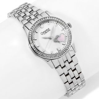 136 374 caravelle bulova ladies crystal double heart bracelet watch