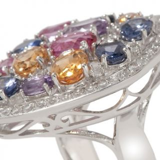 92ct Multigemstone Openwork Cluster Sterling Silver Ring