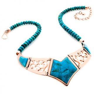  blue turquoise inlay reversible copper bib necklace rating 146 $ 139
