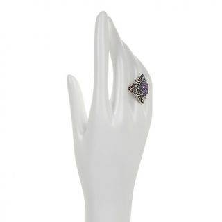 Orvieto Silver Violet Drusy and Blue Quartz Marquise Shaped Sterling
