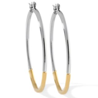 146 180 stately steel stately steel 2 tone full circle hoop earrings