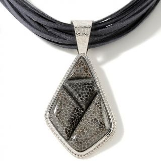 Jay King Black and White Spider Web Sterling Silver Pendant with 18