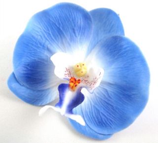 10 Blue Silk Phalaenopsis Phal Flower Head Artificial Orchid Lot