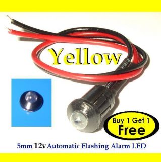 12V Yellow Flashing Dummy Fake Car Alarm LED Light Dash Mount Plastic