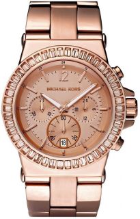Michael Kors MK5412 Rose Gold Baguette Bezel Chronograph Watch Brand
