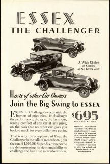 1929 print ad essex the challenger big swing vintage advertising this