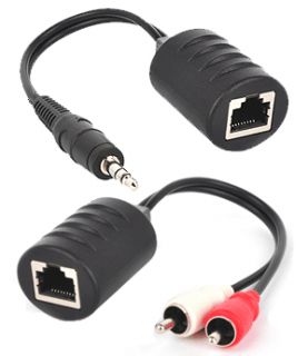 StereoRCA To 3.5mm Audio Balun Extender Over Cat5 Cat5E Cat6 Cable