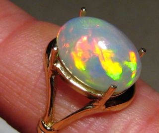 Ct Red Rolling Flash Welo Ethiopia Opal Ring 14k Yellow or White