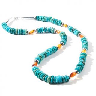 Chaco Canyon Couture Amber and Turquoise 20 1/2 Sterling Silver