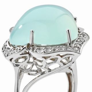 93ct Blue Chalcedony and White Sapphire Sterling Silver Maple Cut