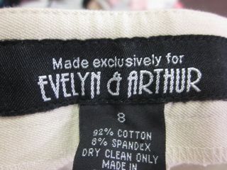 Evelyn Arthur Khaki Cuffed Pants Slacks Trousers Sz 8