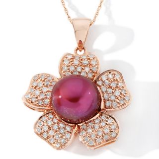 162 536 cranberry cultured fresh water pearl and diamond 14k rose gold