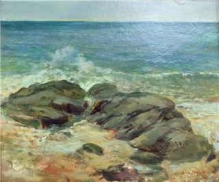 Emil Kosa Sr. (1876 1955) Pacific Ocean Waves on Rocks Beautiful