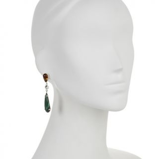 Jay King Amber and Malachite Drop Sterling Silver Earrings