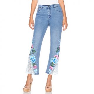 170 029 diane gilman dg2 roses and lace cropped boot cut stretch jeans