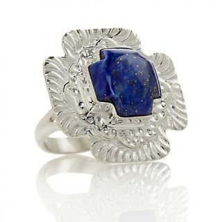 Jay King Lapis Textured Sterling Silver Cross Ring