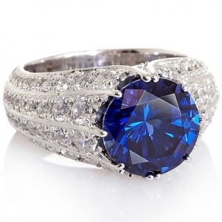 189 098 absolute 5 76ct created sapphire and graduated pave sides ring