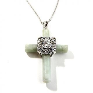 190 300 jade of yesteryear green jade and cz sterling silver cross