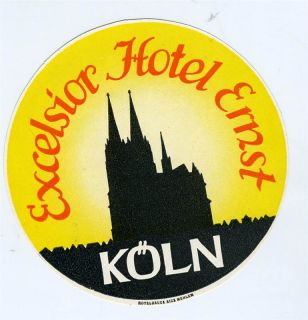 excelsior hotel ernst luggage label koln germany