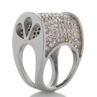 Jewelry Rings Fashion Stately Steel Pavé Crystal Open Sides Dome