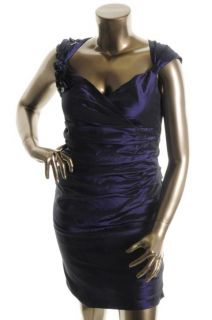 SL Fashions New Purple Taffeta Ruched Sweetheart Sleeveless Formal