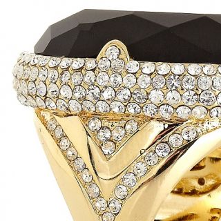 AKKAD La Prima Donna Oval Black Crystal Goldtone Ring