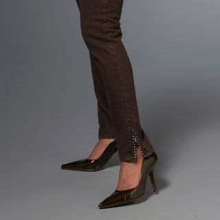 Diane Gilman Skinny Jeans with Jeweled Rivets and Ankle Zips