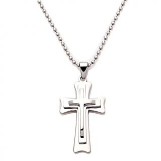 205 205 men s stainless steel stacked cross pendant with 24 chain note