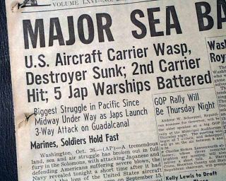USS Wasp Aircraft Carrier Guadalcanal Sinks Solomons 1942 World War II