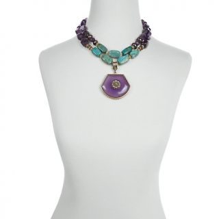 Studio Barse Amethyst and Turquoise Bronze 17 1/2 Necklace