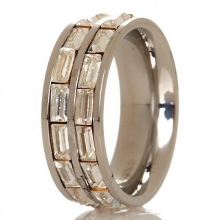 Jewelry Rings Fashion Stately Steel Crystal Baguette 2 Row