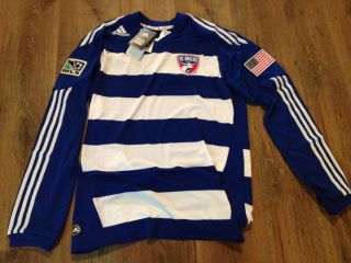 NWT Adidas FC Dallas Long Sleeve Authentic Away Jersey Mens Large
