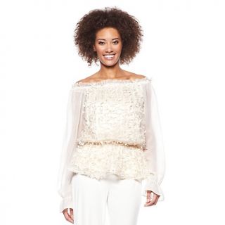 American Glamour Badgley Mischka Off The Shoulder Peasant Top