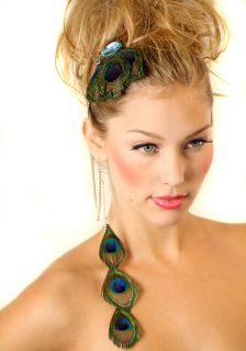 Peacock Feather Hair Extension Earring Clip