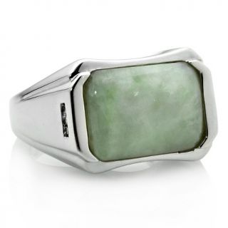 192 495 men s green jade and diamond accent east west ring rating 2 $