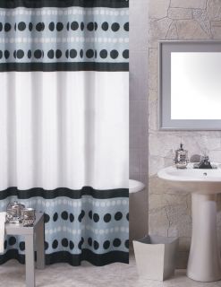 Metro Black Extra Long Printed Fabric Shower Curtain 70x72