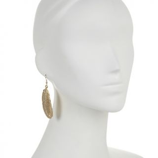 Boheme By the Stones Crystal Goldtone Feather Design Earrings