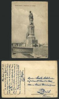  1920 Old Postcard Port Said Ferdinand de Lesseps Statue A Man