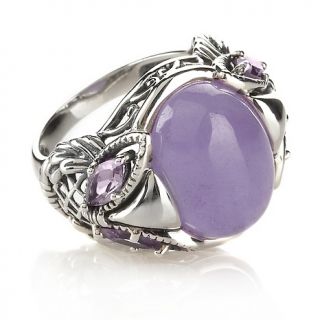 204 443 jade of yesteryear jade and amethyst sterling silver owl ring