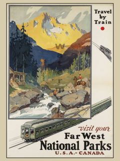 Vintage Travel Poster Visit National Parks 18X24