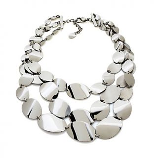 225 270 stately steel triple strand graduating oval disc necklace