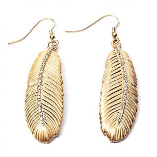 209 633 boheme by the stones crystal goldtone feather design earrings