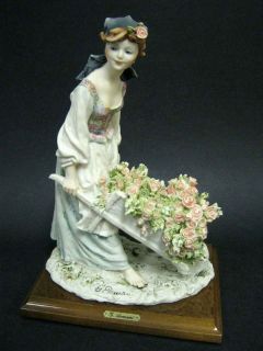 Armani Lady Wheelbarrow Flower Wagon Figurine 160C