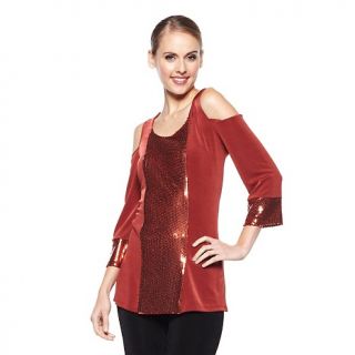 219 858 slinky brand slinky brand cold shoulder tunic with sequin