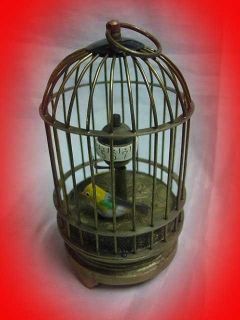 Works Vintage Eximious Brass Birdcage Machine Clock with Bird Inside 5