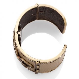 Heidi Daus Be Linked In Leather Lined Cuff Watch