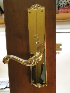 Period Brass Entry Door Handle Lock Set Deadbolt Handleset Polished